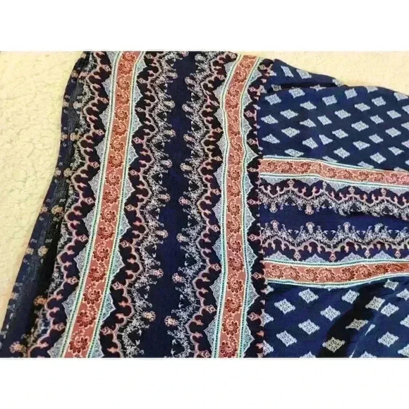 Pink Rose Womens Dress Maxi Size L Aztec Boho Hippie Festival Semi Sheer Rayon - Picture 14 of 15